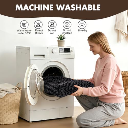 Dog Bed Crate Pad - Rosette Pattern White Velvet Pet Bed Anti-Slip Comfy Kennel Pad for Crates Rosette Black S