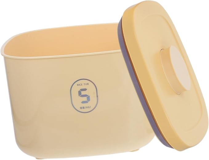 WOONEKY Small Yellow Vacuum-sealed Pet Food Storage Container, Airtight Dog and Cat Food Holder, Moisture-proof Plastic Bucket for Household Use