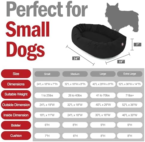 Majestic Pet Suede Calming Dog Bed, 24 Inch Small, Washable, Black
