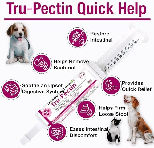 Tru-Pectin Anti-Diarrheal Oral Paste for Dogs & Cats – Chicken Liver Flavor –Helps Reduce Occasional Loose Stool & Diarrhea, Balance Gut pH, Support Normal Digestion & Gut Flora -Made in USA- 60cc