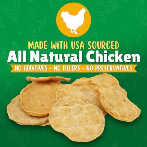 Chicken Chips Dog Treats – Made in USA, All Natural Chicken Jerky Treats, Grain-Free, High Protein, Single Ingredient, Crispy & Healthy Training Snacks for Dogs – 12 oz Bag