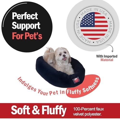 Majestic Pet Micro Velvet Calming Dog Bed, 24 Inch Small, Washable, Navy