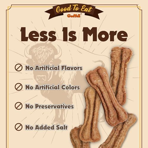 Gootoe Natural Buffalo Dog Treats, Bone Shaped, 1.5 lb