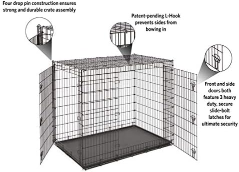 Solutions by Midwest 54-Inch Double Door Crate, Giant Breed Dogs, 100+ lbs