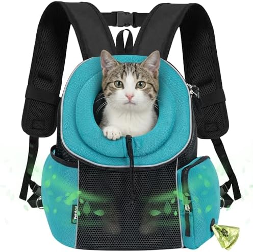 PetAmi Dog Carrier Backpack, Hands-Free Front Carrier, 10 lbs, Teal Blue