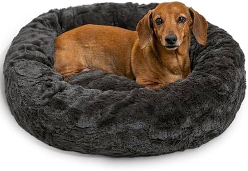 Best Friends by Sheri Original Calming Donut Dog Bed, Mink Dark Gray, 23"