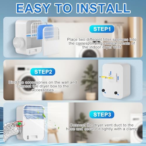 Indoor Dryer Vent Kit for Electric Dryer, 3-in-1 Dryer Vent Box