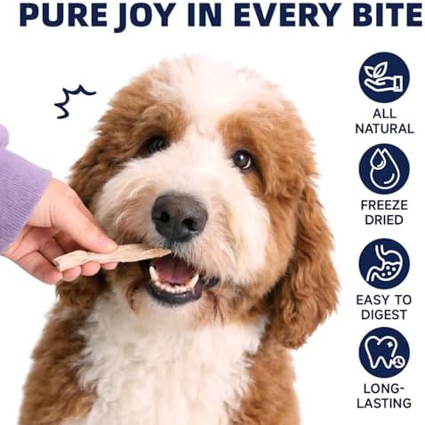 Freeze Dried Beef Ribs Dog Treats, Single Ingredient, Natural Chew Bone, Gentle on Teeth and Stomach, High Protein Training Chews with Calcium,100% New Zealand Veal Ribs, 5.29 oz