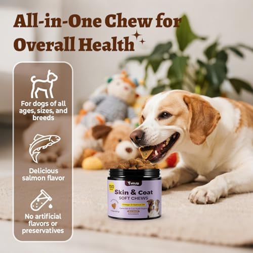 Salmon Oil Skin&Coat Supplement for Dogs-Omega 3 Fish Oil