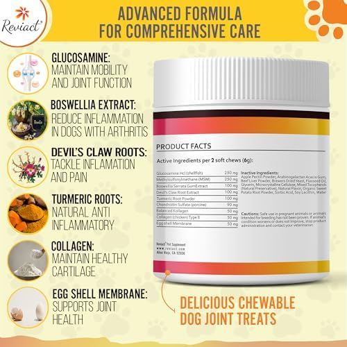 Advanced Canine Joint Supplement – Joint Care for Dogs – Active Dog Supplement with Devil’s Claw Boswellia & Turmeric – Tasty Dog Supplement for All Dog Breeds and Ages