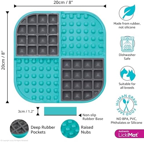 Lickimat Slomo, Dog Slow Feeding Lick Mat, Boredom Anxiety Reducer, Turquoise