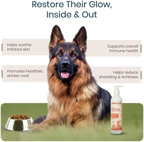 Skin & Coat Health Booster - Wild Alaskan Salmon Oil for Dogs, Liquid Omega 3 Fish Oil Supplement with EPA & DHA Fatty Acids for Coat, Itchy Dry Skin Relief, Shedding, Joints, 8 oz