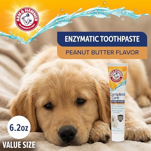 Arm & Hammer Complete Care Puppy Toothpaste, Peanut Butter, 6.2 Oz | Fluoride-free, non-toxic formula with baking soda and calcium controls tartar for growing puppies