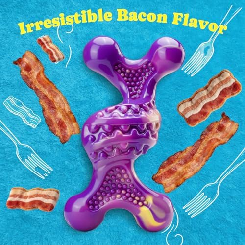 Kseroo 2 Pack Indestructible Dog Toys for Aggressive Chewers 30-120 lbs | Bacon Flavor Nylon Hard Dog Toys, Tough Dog Toys for Medium & Large Breeds, Durable Dog Chew Toys to Keep Them Busy