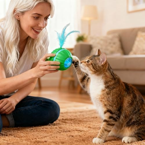 Interactive Cat Toys for Indoor Cats,Automatic Moving Kitten Toys | Cat Toys for Bored Indoor Adult Cats,Smart Rechargeable Cat Enrichment Toys for Cats to Keep Them Busy, Cat Balls Pet Toys