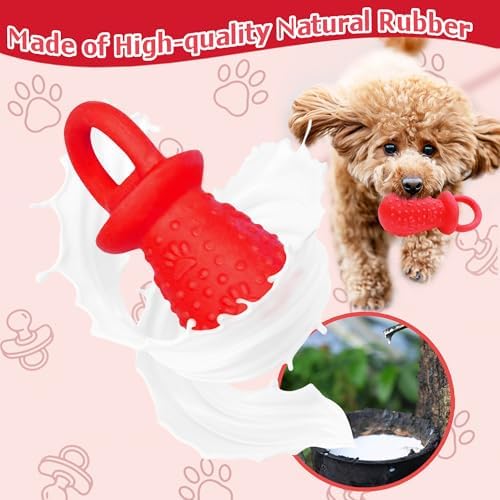 Latex Chew Dog Toys, Novelty Squeaky Pacifier Dog Toys, 5.2" Durable Pacifier Dog Chew Toys for Small and Medium Dogs(Red,1 Pcs)