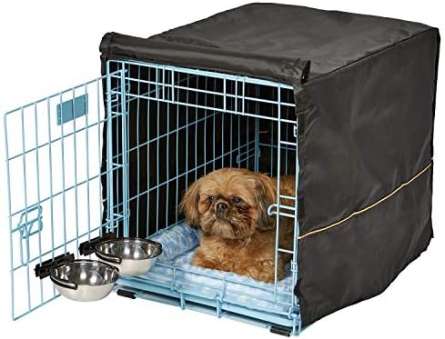 MidWest Homes for Pets Blue Fashion iCrate Starter Kit, 24-inch Dog Crate Bundle for Small Dogs, Includes Cage, Pet Bed, 2 Bowls and Privacy Cover