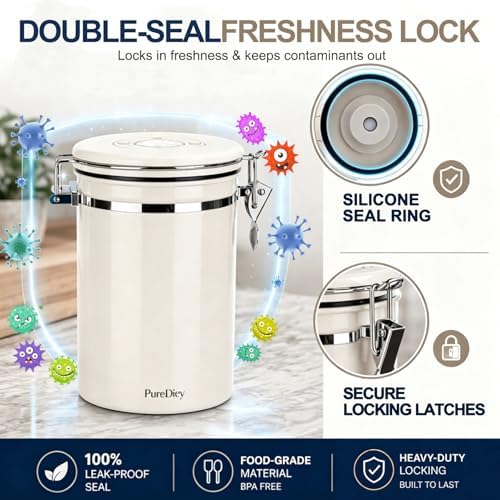 Dog Treat Container Airtight with Lid and Scoop - Stainless Steel Pet Treat Jar for Dog Cat Training Treats Storage - Moisture Proof Canister Keeps Treats Fresh (1.8L)