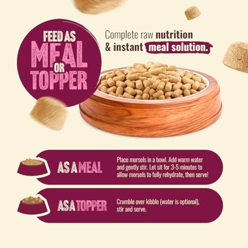 Natural Farm Freeze-Dried Red Meat Morsels for Dogs – 96% Raw Beef, Organs & Pork, Complete Meal or Food Topper, Grain-Free, Gluten-Free, Probiotics for Digestion, All Life Stages – 8oz Bag
