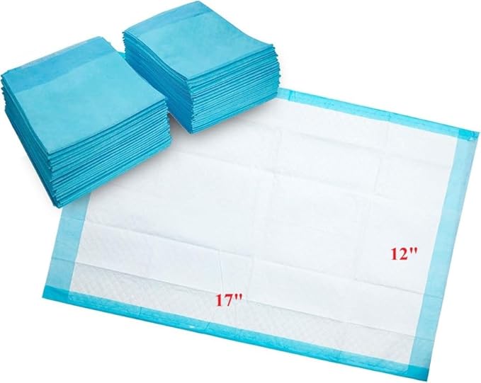 HEALTHLINE Disposable Pet Training and Litter Pads, 12 x 17 Inch, Waterproof Underpads for Puppies, Cats, Diaper Changing, Wheelchair Protectors, 500 Count