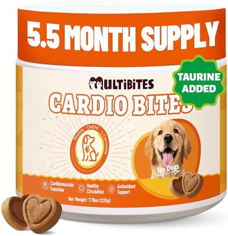 Dog Heart Health Supplements with Taurine for Dogs, 7.76 oz | With CoQ10, L-Carnitine, Fish Oil, Vitamins - Supports Cardio & Cardiovascular Health, Antioxidant Support