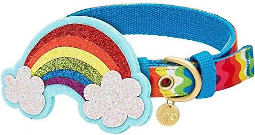Blueberry Pet Rainbow Ripple Dream Adjustable Dog Collar with Blingy Décor, Neck 9-12.5", for Small Breed