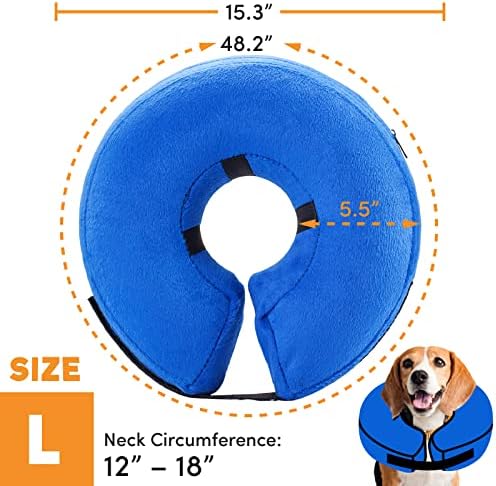 2 Packs Blue Large and Small (Post-Operative Soft Protection Recovery Dog Collar, Anti-Biting and Scratching Small/Medium/Large Dogs/Cats Adjustable Elizabethan Collar)