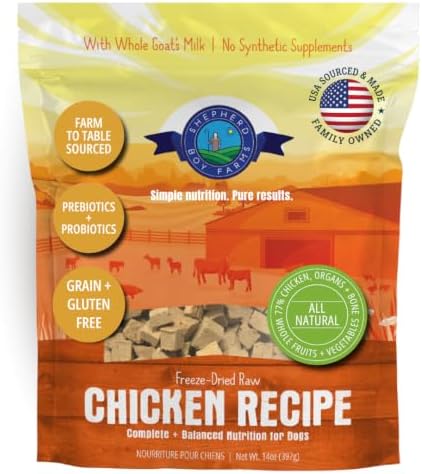 Shepherd Boy Farms Freeze Dried Dog Food - Chicken Recipe, Made in USA 14oz
