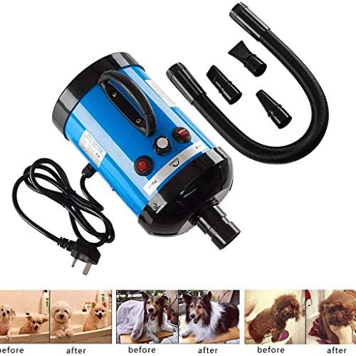 Dog Cat Pet Grooming Hair Dryer 2600W Dog Grooming Blaster Adjustable Speed & Temperature Stepless High Velocity Low Noise Has 4 Nozzle Options Pet Grooming Hair Dryer