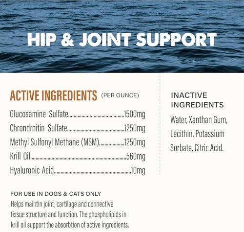 GRIZZLY PET PRODUCTS Joint Aid Liquid Hip and Joint Health Supplement Product for Dogs and Cats, 16 Ounce