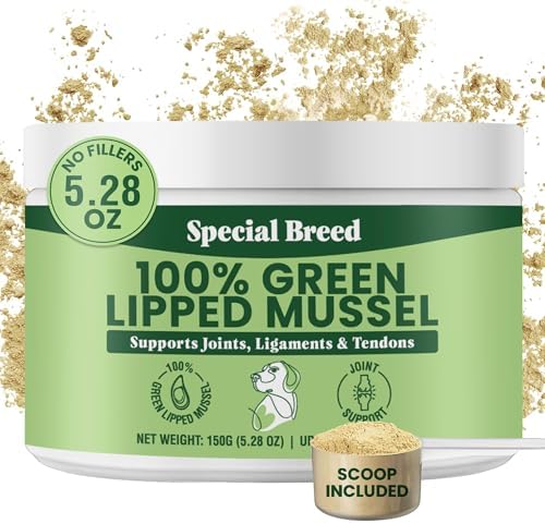 Green Lipped Mussel Powder for Dogs & Cats - 100% New Zealand Green Lipped Mussels - Natural Hip & Joint Supplement for Joints, Tendons, Ligaments, Muscles - 150 Grams - Up to 500 Servings