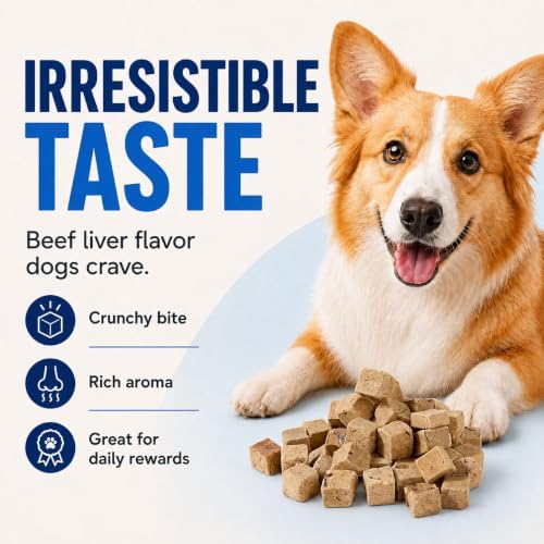 Freeze‑Dried Beef Liver Granules, Single Ingredient Pet Treats for Dogs & Cats, 2.1 oz, Training Reward & Food Topper