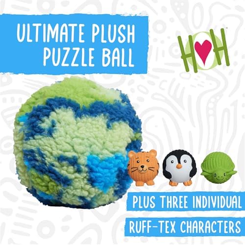 HuggleSnuffles SnuffleSphere Puzzle Ball - Interactive Enrichment Toy for Dogs, Hide and Seek Dog Toy for Ruff-Tex Balls & Treats, Puppy Games to Keep Them Busy, Foraging Plush for Boredom - Large, 8"