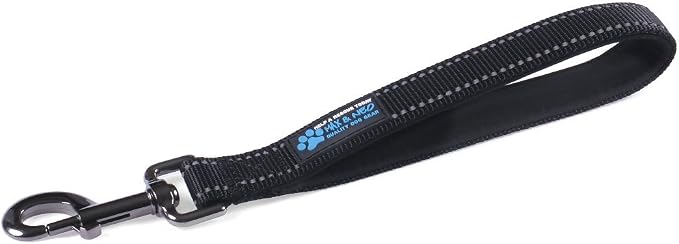 Max and Neo Short Traffic Leash 10" - We Donate One for One a Dog Rescue for Every Leash Sold (Black)
