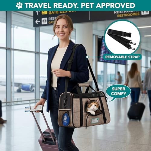 PetAmi Airline Approved Pet Carrier, Cats & Small Dogs, Large, Heather Taupe