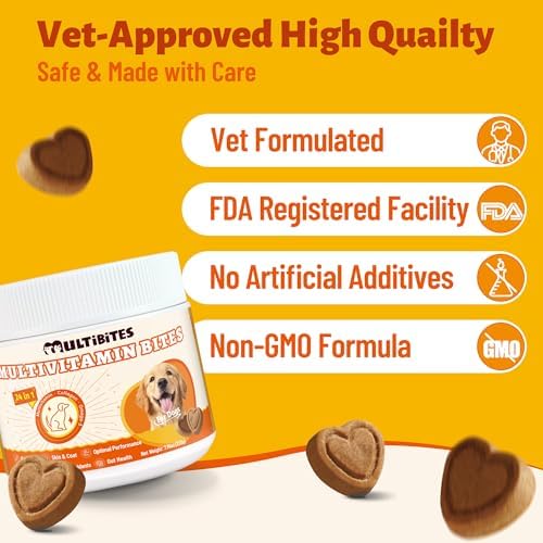 330 Bites Dog Vitamins and Supplements for Immunity Support | Dog Multivitamin with Taurine for Dogs, Coq10, Glucosamine,Omega 3 & Msm. Supports Heart Health & Antioxidant Protection