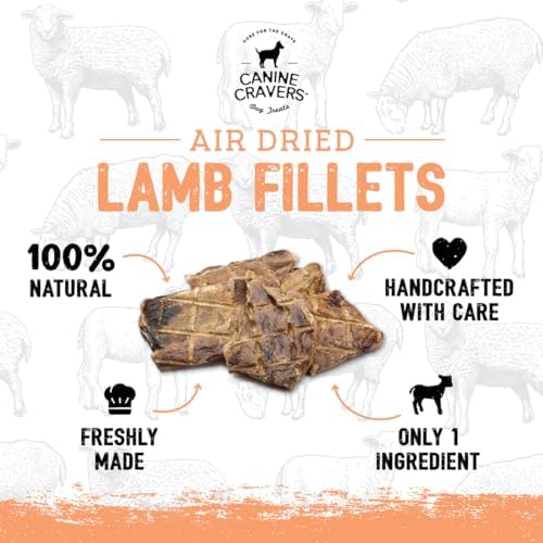 Canine Cravers Single Ingredient Dog Treats - Premium Lamb Fillets, 5.3oz