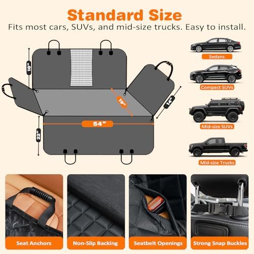 URPOWER 4-in-1 Dog Car Seat Cover - Waterproof Hammock