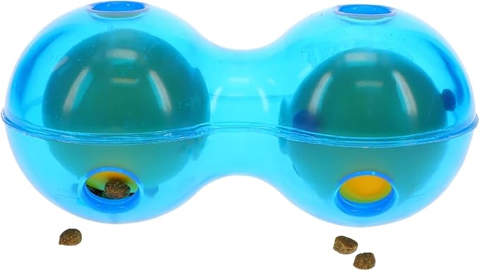 Guru Duo Ball - Interactive Enrichment Toy with Durable Rubber for Roll, Spin & Tumble Fun & Mental Stimulation - Perfect Interactive Dog Toy to Keep Dogs Busy and Occupied - Medium 7.25" Blue Dog Toy