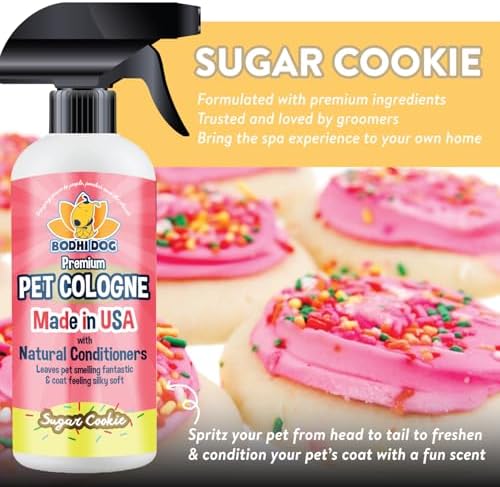 Bodhi Dog Premium Dog Cologne - Deodorizing Dog Perfume & Conditioner for Dogs & Cats - Natural Long Lasting Spray - Keeps Pets Fresh All Day - Gentle, Safe Formula, Made in USA -Sugar Cookie 17 Fl Oz