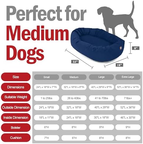 Majestic Pet Suede Calming Dog Bed, 32 Inch Medium, Washable, Navy