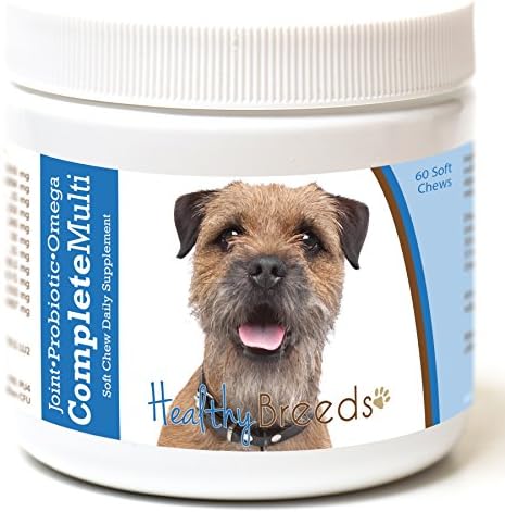 Healthy Breeds Border Terrier All in One Multivitamin - Complete with Probiotics, Glucosamine, Chondroitin & Omegas - 60 Soft Chewy Treats