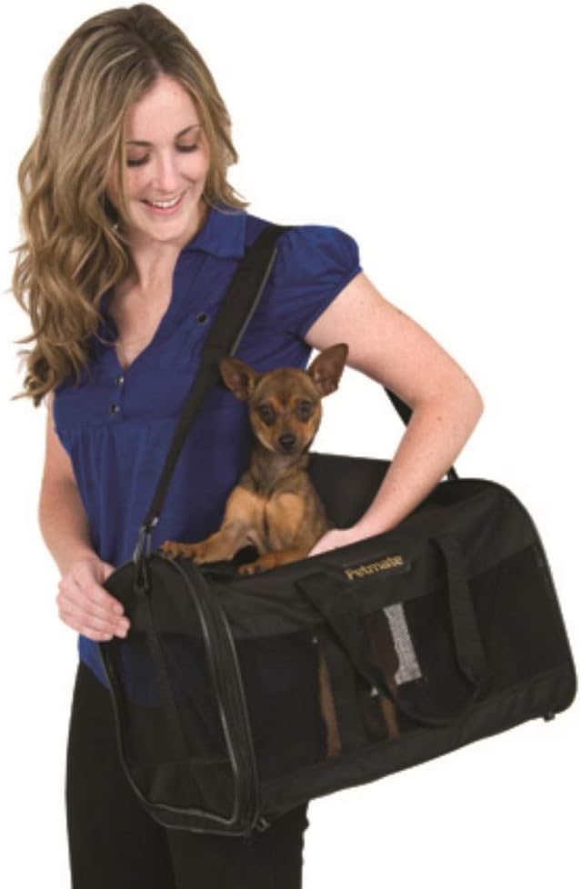 Petmate Kennel Cab Soft-Sided Dog & Cat Carrier, up to 10lbs, 17in, Black | Travel Carrier for Pets up to 10 lbs, Ideal for Small Dogs and Cats on the Go