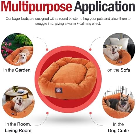 Majestic Pet Micro Velvet Dog Bed, 52 Inch X-Large, Round, Washable, Orange