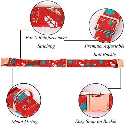 Lionet Paws Christmas Dog Collar with Bowtie, Dog Bowtie Collar with Metal Buckle for Dogs and Cats, Adjustable Comfortable Dog Collar Girl Boy Gift, S, Neck 10-16 in