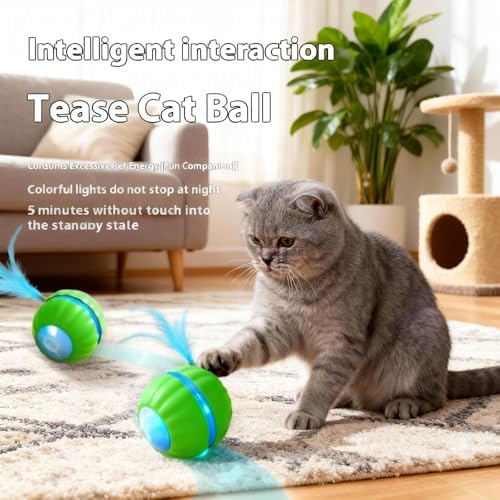 Interactive Cat Toys for Indoor Cats,Automatic Moving Kitten Toys | Cat Toys for Bored Indoor Adult Cats,Smart Rechargeable Cat Enrichment Toys for Cats to Keep Them Busy, Cat Balls Pet Toys