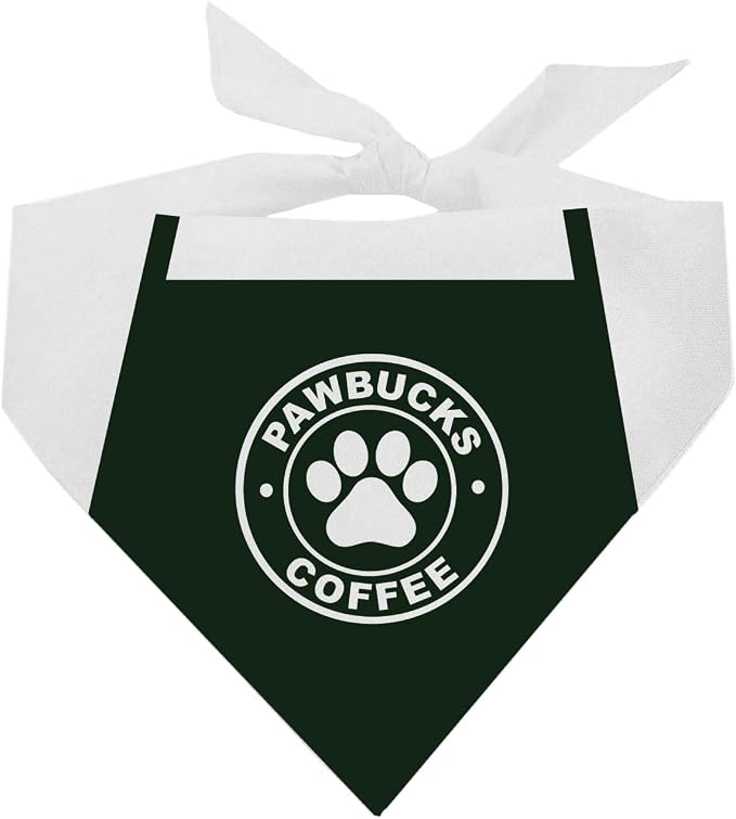 Pawbucks Coffee Costume Dog Bandana, One Size, White