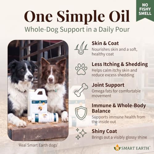 Smart Earth Camelina Oil for Dogs - Omega 3, 6, 9 Supplement for Healthy Skin, Shiny Coat & Flexible Joints - Dog Joint Supplement - Natural Canine Wellness - Omega 3 for Dogs (Pump Included - 64oz)