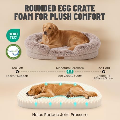 Miorun Fluffy Orthopedic Dog Beds Large Sized Dog, 43" Bolster Sofa Bed