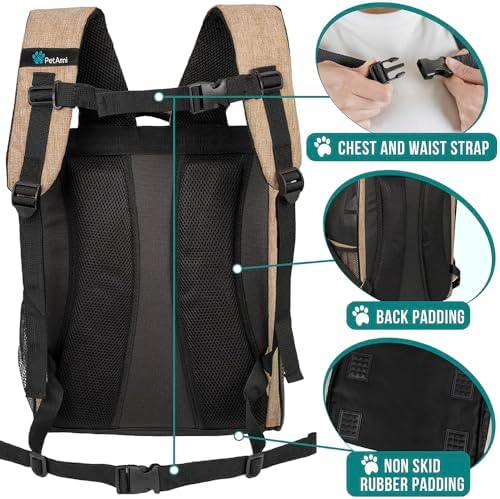 PetAmi Dog Backpack Carrier, Airline Approved, Taupe